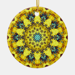 Golden bluish mandala-achtig patroon keramisch ornament