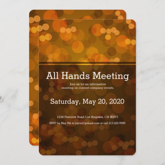 Golden Blurry licht Al Hands Uitnodiging van de Ve (Voorkant / Achterkant)