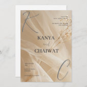Golden Blush Botanical Wedding Invitation Feestdagenkaart (Voorkant / Achterkant)