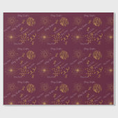 Golden blush- en bruinkrijksgewijs kerstpapier cadeaupapier (Vlak)