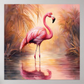 Golden Blush Flamingo Elegance Poster (Voorkant)