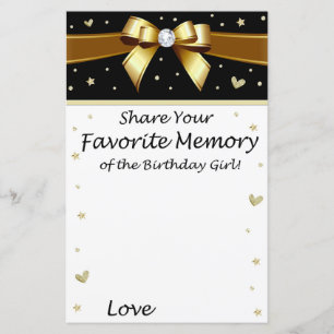 Golden boeg Favoriete Memory of the Birthday Girl