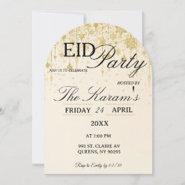 Golden Boho elegant Eid Party Invitation Card Kaart