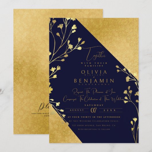 Golden Boho Floral Chic Herfst in één bruiloft I Kaart (Voorkant / Achterkant)