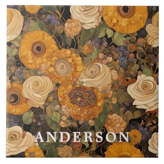 Golden Boho Garden Floral Tegeltje (Voorkant)