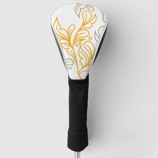 Golden Boho Leaf Design Golfheadcover (Voorkant)