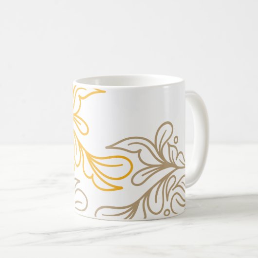Golden Boho Leaf Design Koffiemok (Voorkant rechts)