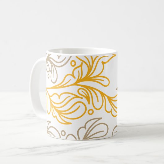 Golden Boho Leaf Design Koffiemok (Voorkant links)