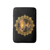 Golden Boho Mandala Mountain Sunset Art | Black Badmat (Voorkant Verticaal)