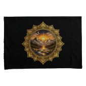 Golden Boho Mandala Mountain Sunset Art | Black Kussensloop (Voorkant-Rechts)