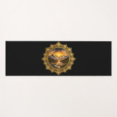 Golden Boho Mandala Mountain Sunset Art | Black Yogamat (Voorkant (horizontaal))