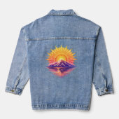Golden Boho Mandala Sun Mountain Sunset Reflection Denim Jacket (Achterkant)