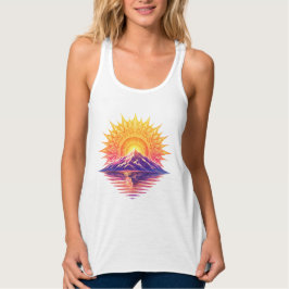 Golden Boho Mandala Sun Mountain Sunset Reflection Tanktop