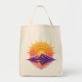 Golden Boho Mandala Sun Mountain Sunset Reflection Tote Bag