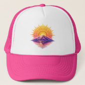 Golden Boho Mandala Sun Mountain Sunset Reflection Trucker Pet (Voorkant)
