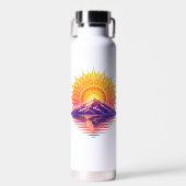 Golden Boho Mandala Sun Mountain Sunset Reflection Waterfles (Voorkant)
