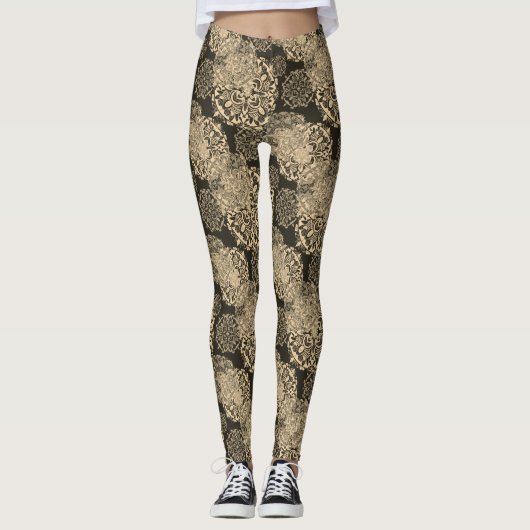 Golden Boho Mandalas Leggings (Voorkant)