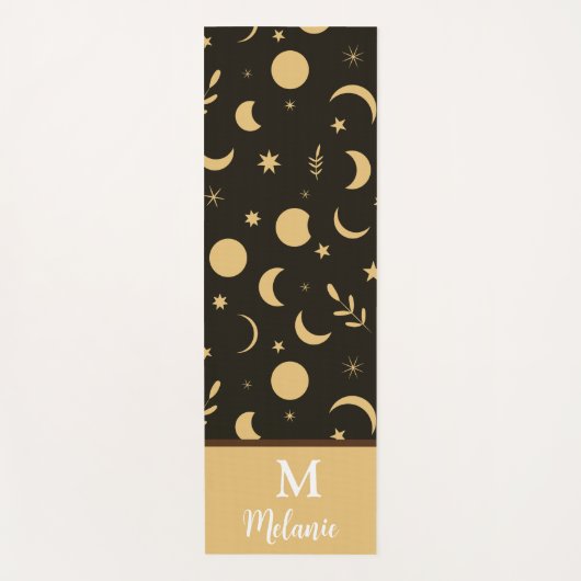 Golden Boho Moon Phases monogrammen Yogamat (Voorkant)