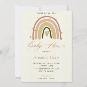 Golden Boho Rainbow Baby shower Uitnodiging