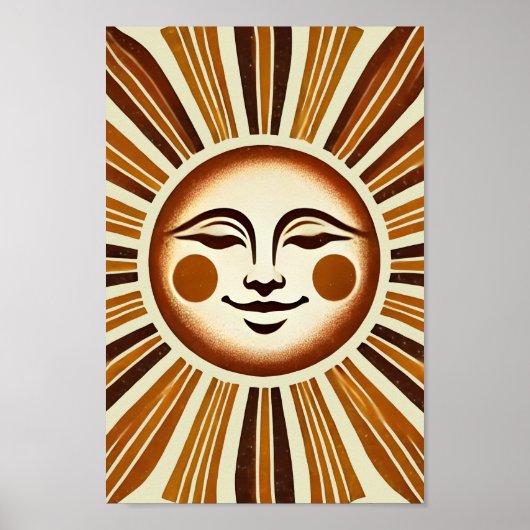 Golden  Boho Sun Wall Art Print (Voorkant)