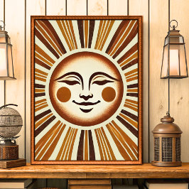 Golden  Boho Sun Wall Art Print