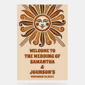 Golden  Boho Sun Wedding Welkom Frosted Acryl Bord (Voorkant)