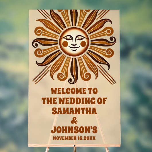 Golden  Boho Sun Wedding Welkom Frosted Acryl Bord (Neutraal)