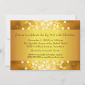 Golden Bokeh 50th Birthday Party Kaart (Achterkant)