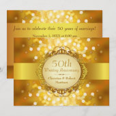 Golden Bokeh 50th Jubileum Party Kaart (Voorkant / Achterkant)
