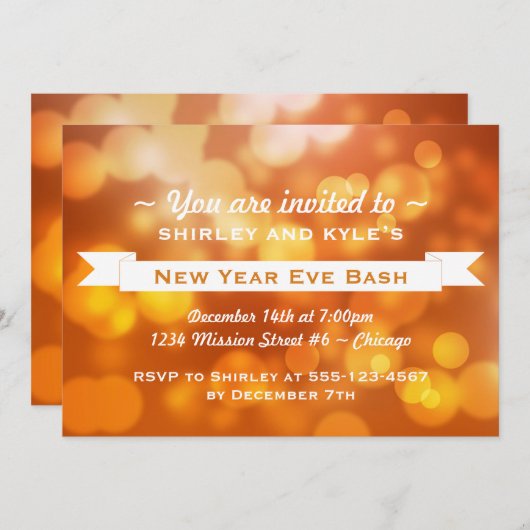 Golden bokeh blij nieuwjaarfeest kaart (Voorkant / Achterkant)