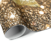 Golden Bokeh Faux Glitter & Stars Cadeaupapier (Rol Hoek)