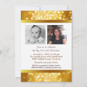 Golden Bokeh Foto 50th Birthday Party Kaart (Achterkant)