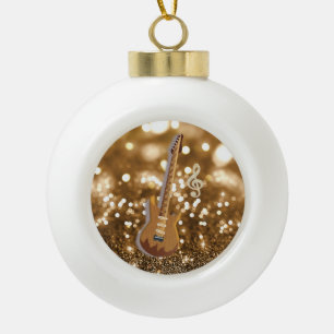 Golden Bokeh Guitar Keramische Bal Ornament