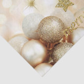 Golden Bokeh Ornament Balls & Stars Kerstmis Tissuepapier (Detail)
