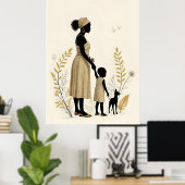 Golden Bond: Mother and Child with Deer Poster (Thuiskantoor)