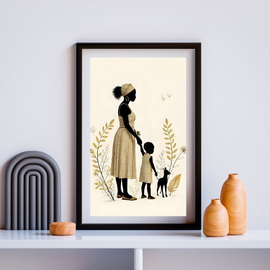 Golden Bond: Mother and Child with Deer Poster