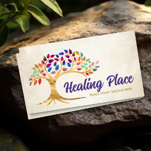 Golden boom van levende kleurrijke bladeren visitekaartje