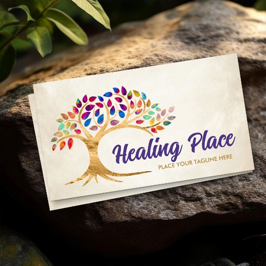 Golden boom van levende kleurrijke bladeren visitekaartje