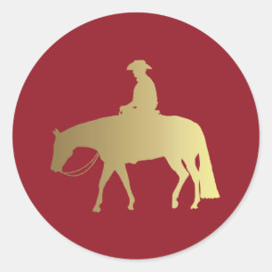 Golden/Bordeaux Pleasure Horse Ronde Sticker