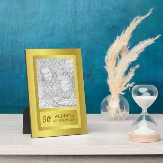 Golden Border 50th Wedding Jubileum Fotoplaat (Zijkant)