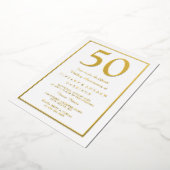 Golden Border 50th Wedding Jubileum Gold Folie Uitnodiging (Gedraaid)