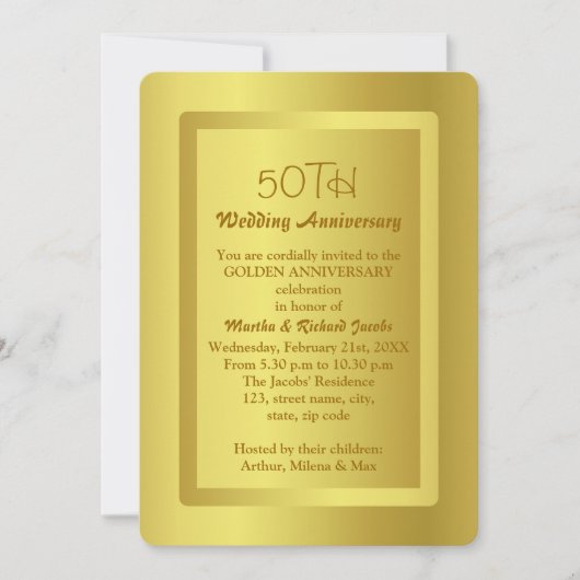 Golden Border 50th Wedding Jubileum Kaart (Voorkant)