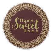 Golden Border Arabesques Bloemenelementen op Keramische Knop (Voorkant)