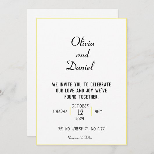 Golden Border bruiloft uitnodiging (Voorkant / Achterkant)