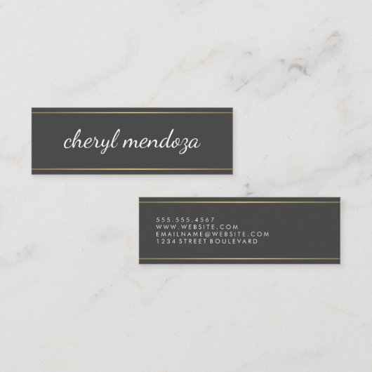 Golden Border Cursive Text Mini Visitekaartje (Voorkant / Achterkant)