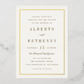 Golden Border Folie Uitnodiging (Voorkant)