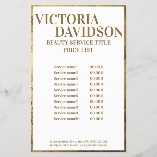Golden Border Luxury Price List Flyer (Voorkant)