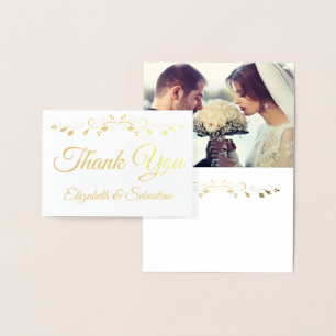 Golden  Border Photo Weddenschap Hartelijk dank Folie Kaarten