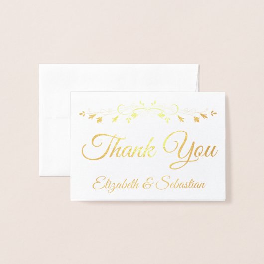 Golden  Border Photo Weddenschap Hartelijk dank Folie Kaarten (Voorkant met envelop)