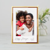 Golden Border | Verticale foto Kwanzaa Folie Feestdagenkaart (Staand Voorkant)